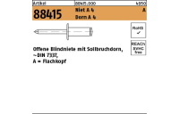 500 Stück, Artikel 88415 Niet A 4 A Dorn A 4 Offene Blindniete mit Sollbruchdorn, ~DIN 7337, Flachkopf - Abmessung: 3 x 8