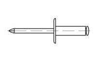 500 Stück, Artikel 88416 Niet Al-Leg. C-K 11 Dorn A 2 Offene Blindniete mit Sollbruchdorn, ~DIN 7337, großer Flachkopf (Ø = 11) - Abmessung: 5 x 12