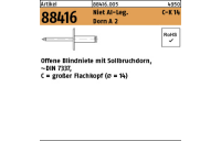 250 Stück, Artikel 88416 Niet Al-Leg. C-K 14 Dorn A 2 Offene Blindniete mit Sollbruchdorn, ~DIN 7337, großer Flachkopf (Ø = 14) - Abmessung: 5 x 16