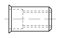 250 Stück, Artikel 88418 Al-Leg. S klein Blindniet-Muttern, rund, offen, kleiner Senkkopf 90° - Abmessung: M 6 /0,5 -3,5