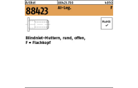 500 Stück, Artikel 88423 Al-Leg. F Blindniet-Muttern, rund, offen, Flachkopf - Abmessung: M 4 /2,5 -4,5