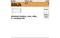 500 Stück, Artikel 88424 A 4 S Blindniet-Muttern, rund, offen, Senkkopf 90° - Abmessung: M 4 / 1,5 - 3,0