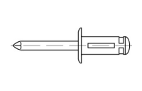 250 Stück, Artikel 88488 Niet Al-Leg. TRI-FOLD Dorn Al-Leg. Offene Blindniete mit Sollbruchdorn, Flachrundkopf - Abmessung: 4,8 x 25,4
