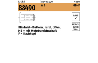 500 Stück, Artikel 88490 A 2 MB-F Blindniet-Muttern, rund, offen, mit Mehrbereichsschaft, Flachkopf - Abmessung: M 5 / 0,5 - 5,0