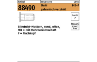 500 Stück, Artikel 88490 Stahl MB-F galvanisch verzinkt Blindniet-Muttern, rund, offen, mit Mehrbereichsschaft, Flachkopf - Abmessung: M 6 / 0,5 - 6,0