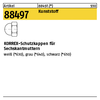 100 Stück, Artikel 88497 Kunststoff grau KORREX Schutzkappen für Schrauben- enden mit Sechskantmuttern - Abmessung: f. M 6 / SW 10