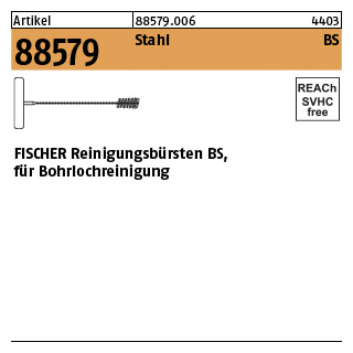 1 Stück, Artikel 88579 Stahl BS FISCHER Reinigungsbürsten BS, für Bohrlochreinigung - Abmessung: FHB-BS 10