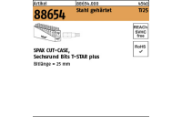 50 Stück, Artikel 88654 Stahl gehärtet T/25 SPAX CUT-CASE, Sechsrund Bits T-STAR plus - Abmessung: SW 1/4x25 T 15