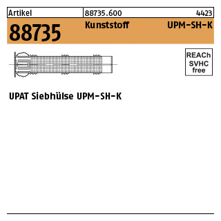 50 Stück, Artikel 88735 Kunststoff UPM-SH-K UPAT Siebhülse UPM-SH-K - Abmessung: UPM-SH 12/ 50