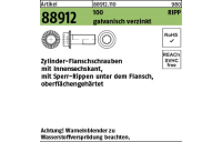 500 Stück, Artikel 88912 100 RIPP galvanisch verzinkt Zylinder-Flanschschrauben mit Innensechskant, mit Sperr-Rippen - Abmessung: M 6 x 10