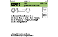 100 Stück, Artikel 88913 100 RIPP-Fein galvanisch verzinkt Sechskant-Flanschschrauben mit Sperr-Rippen, Flansch, Feingew. - Abmessung: M 14 x 1,5 x 30