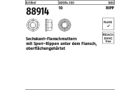 100 Stück, Artikel 88914 10 RIPP Sechskant-Flanschmuttern mit Sperr-Rippen, Flansch - Abmessung: M 12