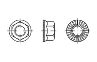100 Stück, Artikel 88914 10 RIPP Sechskant-Flanschmuttern mit Sperr-Rippen, Flansch - Abmessung: M 12