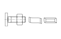 100 Stück, Artikel 88928 Mu 4.6 HS 28/15 galvanisch verzinkt Hammerkopf-/Halfen-Schrauben,mit Sechskantmutter - Abmessung: M 8 x 30