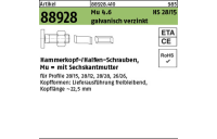 100 Stück, Artikel 88928 Mu 4.6 HS 28/15 galvanisch verzinkt Hammerkopf-/Halfen-Schrauben,mit Sechskantmutter - Abmessung: M 8 x 60