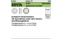 100 Stück, Artikel 88934 10 Sperrzahn galvanisch verzinkt Sechskant-Flanschmuttern mit Sperrzähnen unter dem Flansch, oberflächengehärtet - Abmessung: M 12