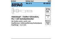 50 Stück, Artikel 88940 Mu A 4 HS 40/22 Hakenkopf-/Halfen-Schrauben, mit Sechskantmutter - Abmessung: M 10 x 30