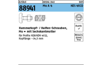 25 Stück, Artikel 88941 Mu A 4 HZS 41/22 Hammerkopf-/Halfen-Schrauben, mit Sechskantmutter - Abmessung: M 12 x 80