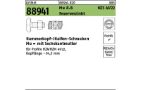 25 Stück, Artikel 88941 Mu 8.8 HZS 41/22 feuerverzinkt Hammerkopf-/Halfen-Schrauben, mit Sechskantmutter - Abmessung: M 16 x 50