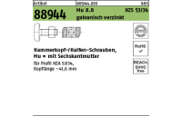 25 Stück, Artikel 88944 Mu 8.8 HZS 53/34 galvanisch verzinkt Hammerkopf-/Halfen-Schrauben, mit Sechskantmutter - Abmessung: M 16 x 100