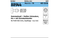 25 Stück, Artikel 88944 Mu A 4 - 70 HZS 53/34 Hammerkopf-/Halfen-Schrauben, mit Sechskantmutter - Abmessung: M 20 x 100