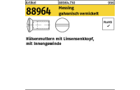 100 Stück, Artikel 88964 Messing galvanisch vernickelt Hülsenmuttern mit Linsensenkkopf, mit Innengewinde - Abmessung: M 5 x 15