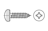 1000 Stück, Artikel 7981 Stahl Artikel 88981 galvanisch verzinkt Kappenkopf-Blechschrauben mit Phillips-Kreuzschlitz H, mit Spitze - Abmessung: 3,9 x 9,5 -H