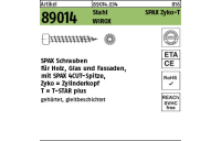 100 Stück, Artikel 89014 Stahl SPAX Zyko-T WIROX SPAX Schrauben für Holz, Glas und Fassaden, Spitze, Zylinderkopf, T-STAR - Abmessung: 6 x 140 -T30