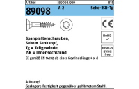 200 Stück, Artikel 89098 A 2 CE Seko-ISR-Tg Spanplattenschrauben, Senkkopf, Innensechsrund, Tg - Abmessung: 3,5 x 30 -T10