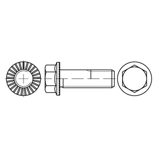 Artikel 88913 100 RIPP-Fein Sechskant-Flanschschrauben mit Sperr-Rippen, Flansch, Feingew. Abmessung: M 12 x 1,5 x 40, Inhalt: 100 Stück