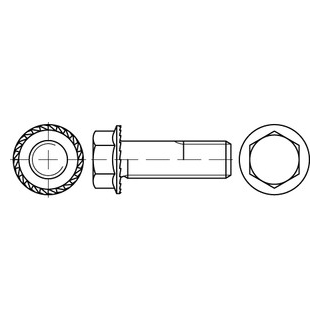 Artikel 88933 90 Sperrzahn galvanisch verzinkt Sechskant-Flanschschrauben mit Sperrzähnen, Flansch, Gewinde bis Kopf Abmessung: M 5 x 12, Inhalt: 500 Stück