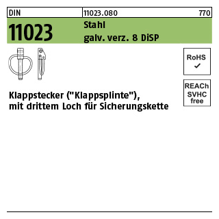 50 Stück, DIN 11023 Stahl galv. verz. 8 DiSP Klappstecker (Klappsplinte), leichte Ausführung - Abmessung: 12 x 45