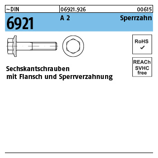 100 Stück, ~DIN 6921 A 2 Sperrzahn Sechskantschrauben mit Flansch Sperrverzahnung - Abmessung: M 10 x 20