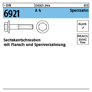 200 Stück, ~DIN 6921 A 4 Sperrzahn Sechskantschrauben mit Flansch Sperrverzahnung - Abmessung: M 6 x 45