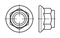 100 Stück, DIN 6926 8 galvanisch verzinkt Sechskantmuttern mit Klemmteil und Flansch, mit nichtmetallischem Einsatz - Abmessung: M 12