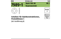 100 Stück, DIN 7989-1 Stahl 100 HV PK C feuerverzinkt Scheiben für Stahlkonstruktionen, Produktklasse C - Abmessung: 10/11 x 20 x8