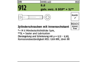 100 Stück, DIN 912 8.8 galv. verz. 8 DiSP + SL Zylinderschrauben mit Innensechskant - Abmessung: M 10 x 100