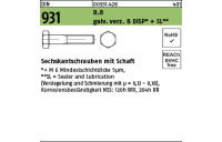 200 Stück, DIN 931 8.8 galv. verz. 8 DiSP + SL Sechskantschrauben mit Schaft - Abmessung: M 6 x 55