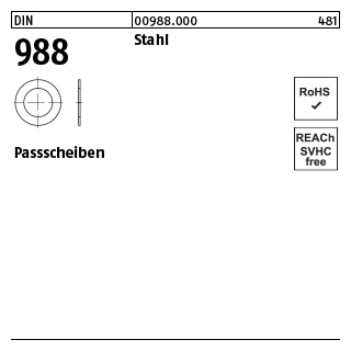 100 Stück, DIN 988 Stahl Passscheiben - Abmessung: 14 x 20 x 1