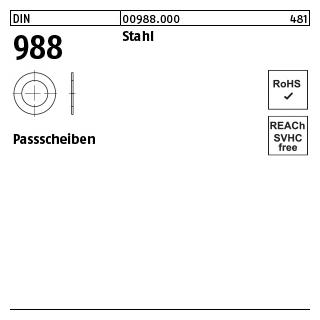 100 Stück, DIN 988 Stahl Passscheiben - Abmessung: 15 x 21 x 0,3