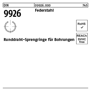 5000 St., DIN 9926 Federstahl Runddraht-Sprengringe für Bohrungen - Abmessung: 10