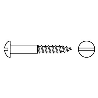 500 Stück, DIN 96 A4 Halbrund-Holzschrauben mit Schlitz - Abmessung: 2,5 x 20