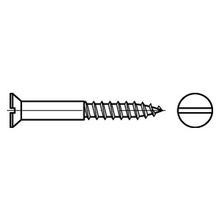 100 Stück, DIN 97 A2 Senk-Holzschrauben mit Schlitz - Abmessung: 8 x 30