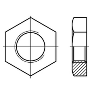 5 Stück, DIN 431 A2 Form B Rohrmuttern mit zölligem Rohrgewinde G, einseitige Gewindeansenkung - Abmessung: BG 1 1/2"