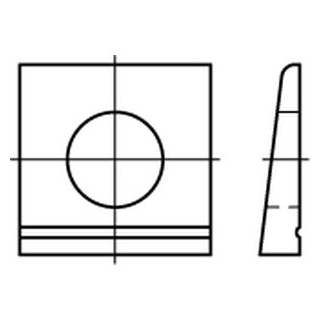25 Stück, DIN 435 A2  Scheiben, vierkant, keilförmig 14 %, für Doppel-T-Träger - Abmessung: 22