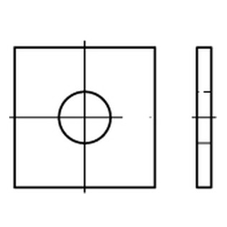 100 Stück, DIN 436 A4  Scheiben, vierkant - Abmessung: 17,5 x 50 x 5