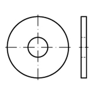 100 Stück, DIN 440 A2 Form R Scheiben, R = mit Rundloch - Abmessung: 13,5 x 44 x 4