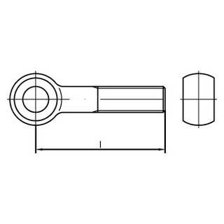 50 Stück, DIN 444 A2 Form B Augenschrauben, Produktklasse B (mg) - Abmessung: BM 8 x 65