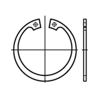 100 Stück, DIN 472 1.4532  Sicherungsringe (Halteringe) für Bohrungen, Regelausführung - Abmessung: 9 x 0,8