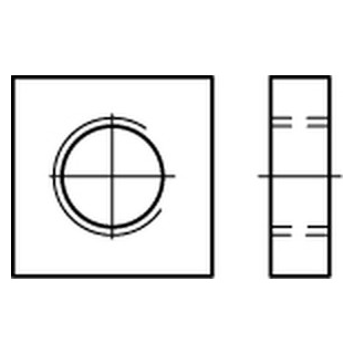 100 Stück, DIN 562 A4 Vierkantmuttern, niedrige Form - Abmessung: M 10